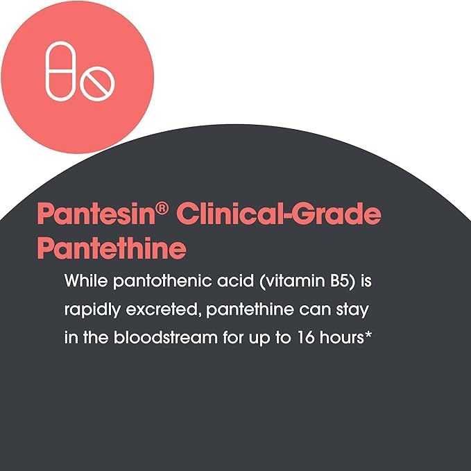 Allergy Research Group Pantethine Supplement - Vitamin B5, Pantothenic Acid, Metabolism Support, Liver Support, Cardiovascular Supplement, Coenzyme A, 660mg Vegetarian Capsules - 60 Count