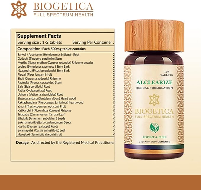 Alclearize Tablets 100% Natural Vegan Promote Immunity, Healthy Skin Non-GMO Ayurvedic 120 Tablet