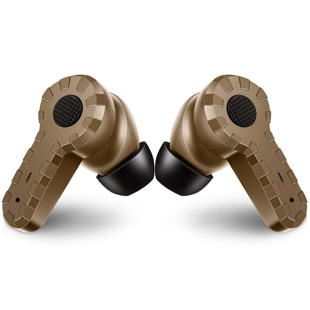 ARM NEXT Electronic Bluetooth Sound Suppression Ear Hearing Protection, NRR 27dB Wireless Earplug with Rechargeable Case, in-Ear Gun Sound Amplification Earbud for Shooting, Hunting and Range (Brown)