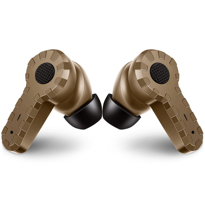 ARM NEXT Electronic Bluetooth Sound Suppression Ear Hearing Protection, NRR 27dB Wireless Earplug with Rechargeable Case, in-Ear Gun Sound Amplification Earbud for Shooting, Hunting and Range (Brown)