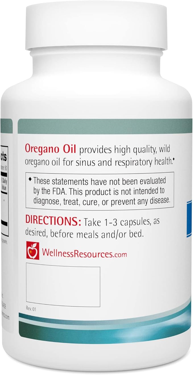 Wellness Resources Oil of Oregano Capsules - Pure Oregano Oil 55% Carvacrol - Oregano Oil Capsules for Gut Health & Immune Support - Softgels, 180 Count