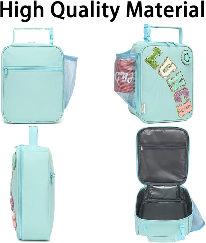 Insulated Lunch Bag for Women Girl Teen large Insulated Kid Lunch Bag,Large Reusable Cute Cooler Bag for School Work Picnic,Baby Green