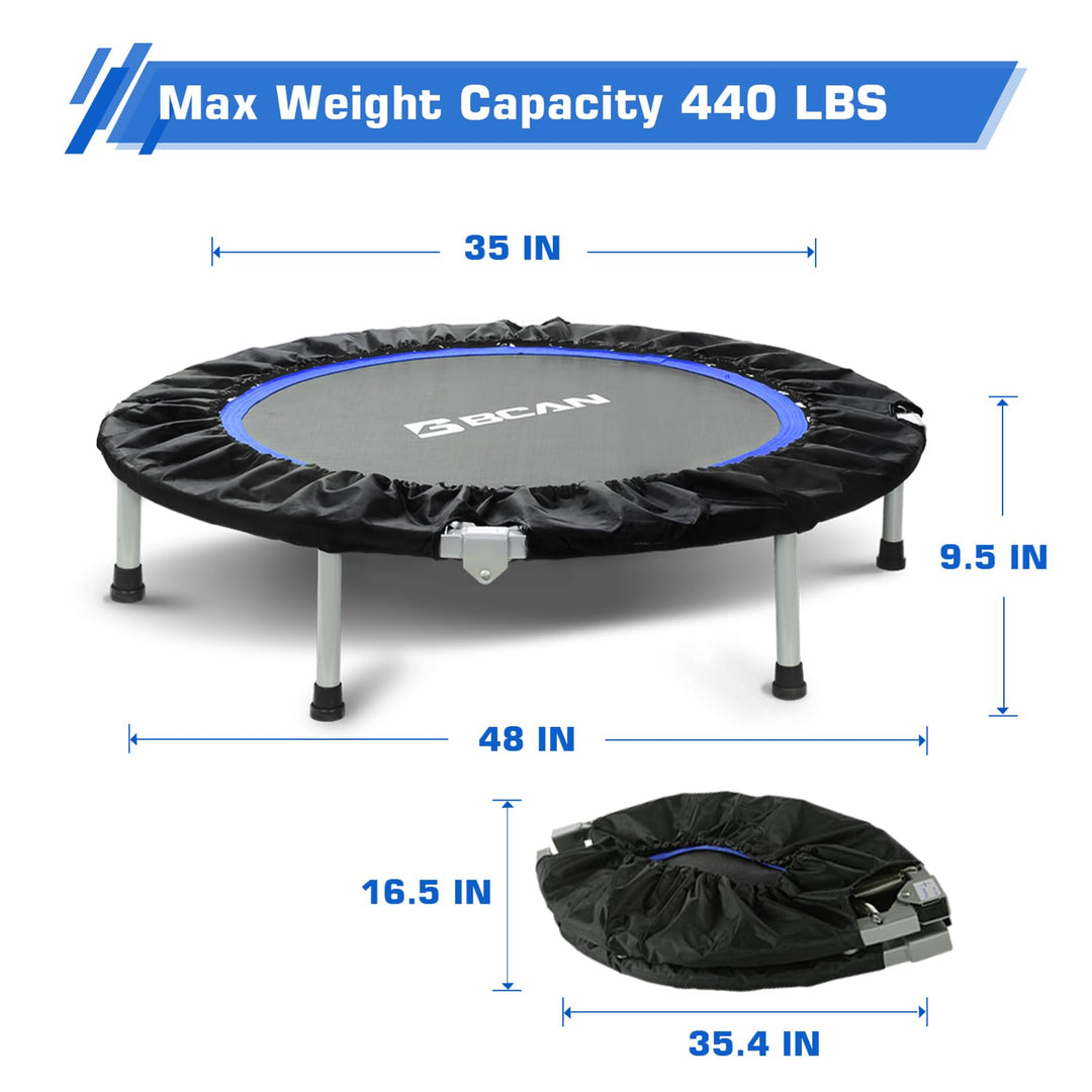 BCAN 40/48" Foldable Mini Trampoline Max Load 330lbs/440lbs, Fitness Rebounder, Exercise Trampoline for Adults Indoor/Garden Workout