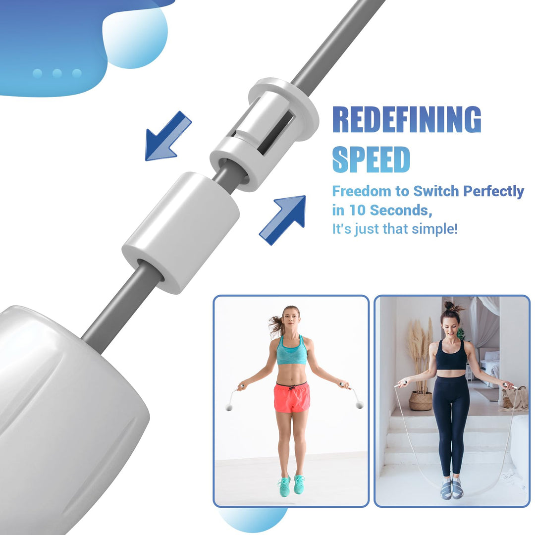 Jump Rope for Fitness, Lightweight PVC Skipping Rope for Men Women Adults Exercise with ABS Handles & Training Poster, Adjustable Tangle-Free Workout Speed Jump Rope for Home(Snow white with Ball)