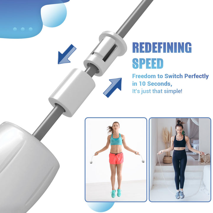 Jump Rope for Fitness, Lightweight PVC Skipping Rope for Men Women Adults Exercise with ABS Handles & Training Poster, Adjustable Tangle-Free Workout Speed Jump Rope for Home(Snow white with Ball)
