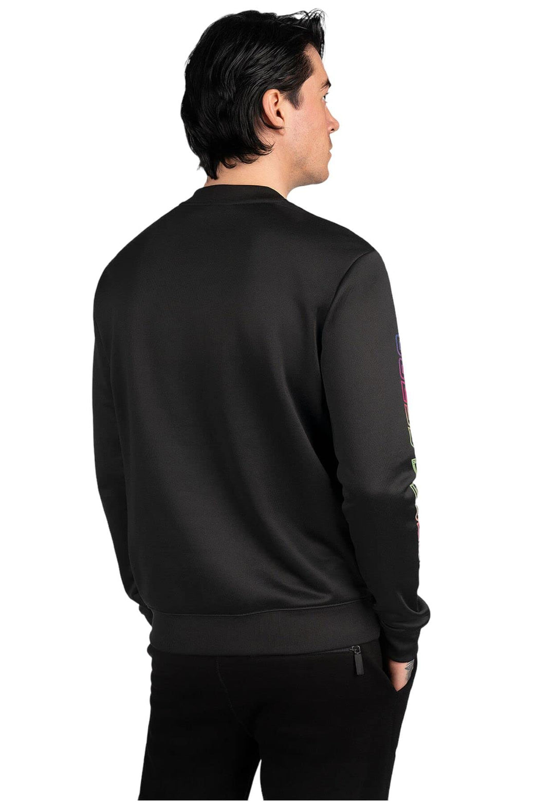 GUESS Men's Ezra Sweatshirt Crew Neck, Jet Black