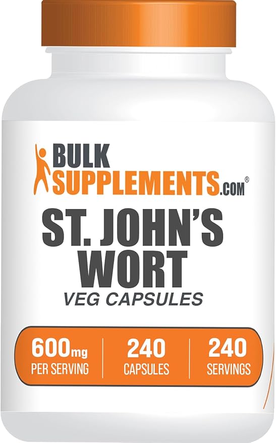 BulkSupplements.com St. Johns Wort Capsules - Hypericum Perforatum, St. John's Wort Herbal Supplements - Vegan, 1 Capsule per Serving, 240 Veg Capsules (Pack of 1)