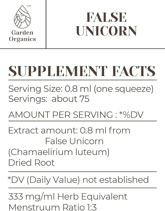 False Unicorn Alcohol-Free Natural Tincture Extract, Immune System Booster, Liquid Drops Made from 100% False Unicorn (Chamaelirium luteum) Dried Root (2 fl oz)