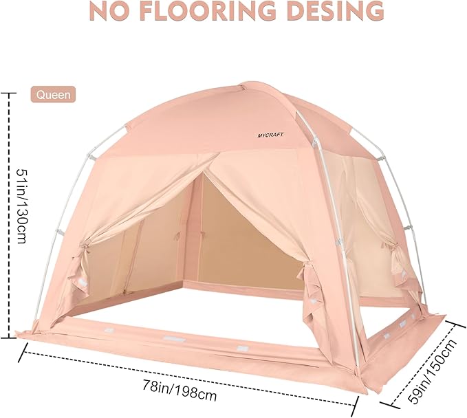 Bed Tents Canopy Bed–Privacy Dream Tent for Cozy Indoor Sleeping, Light-Reducing,and Breathable, with 4 Doors Floor Tent Bed–Available in Twin, Full, and Queen Sizes