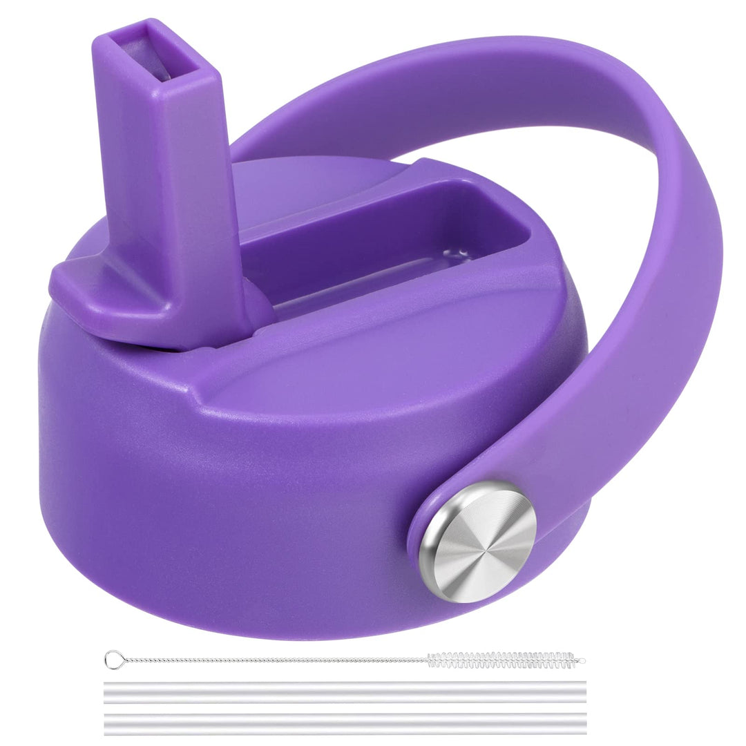Straw Lid for Hydro Flask Wide Mouth Water Bottles, Top Lids with Straw Compatible with Hydro Flask 32 40 oz, Replacement Cap Wide Mouth Straws Flip Lid Flex Handle (Violet)