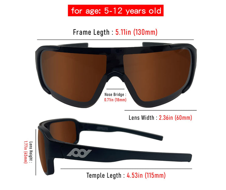 XII WY Polarized Youth Kids Sports Sunglasses Cycling Running Golf for Boys Girls Brown lens