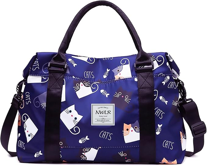 Travel Duffle Bag Weekender Overnight Bag Gym Tote with Dry and Wet Separated Pocket for Women Girls Shoulder Workout Duffel Bag Water Resistant (lovely cats)