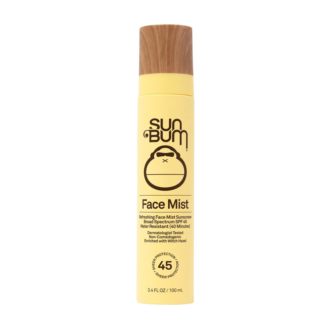 Sun Bum Original SPF 45 Sunscreen Face Mist | Broad Spectrum Moisturizing Facial Sunblock Spray with Vitamin E | Hawaii 104 Act Compliant (Octinoxate & Oxybenzone Free) | Travel Friendly | 3.4 oz