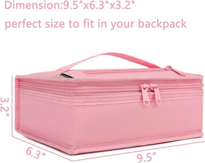 FlowFly Small Insulated Lunch box Portable Soft Bag Mini Cooler Thermal Meal Tote Kit with Handle for Work & School, Pink