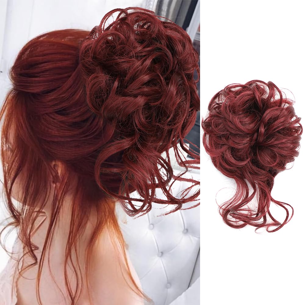 Kethbe Messy Bun Hair Piece Tousled Updo Hair Buns Extension Elastic Hair Band Hair Pieces Curly Hair Bun Scrunchie For Women (R
