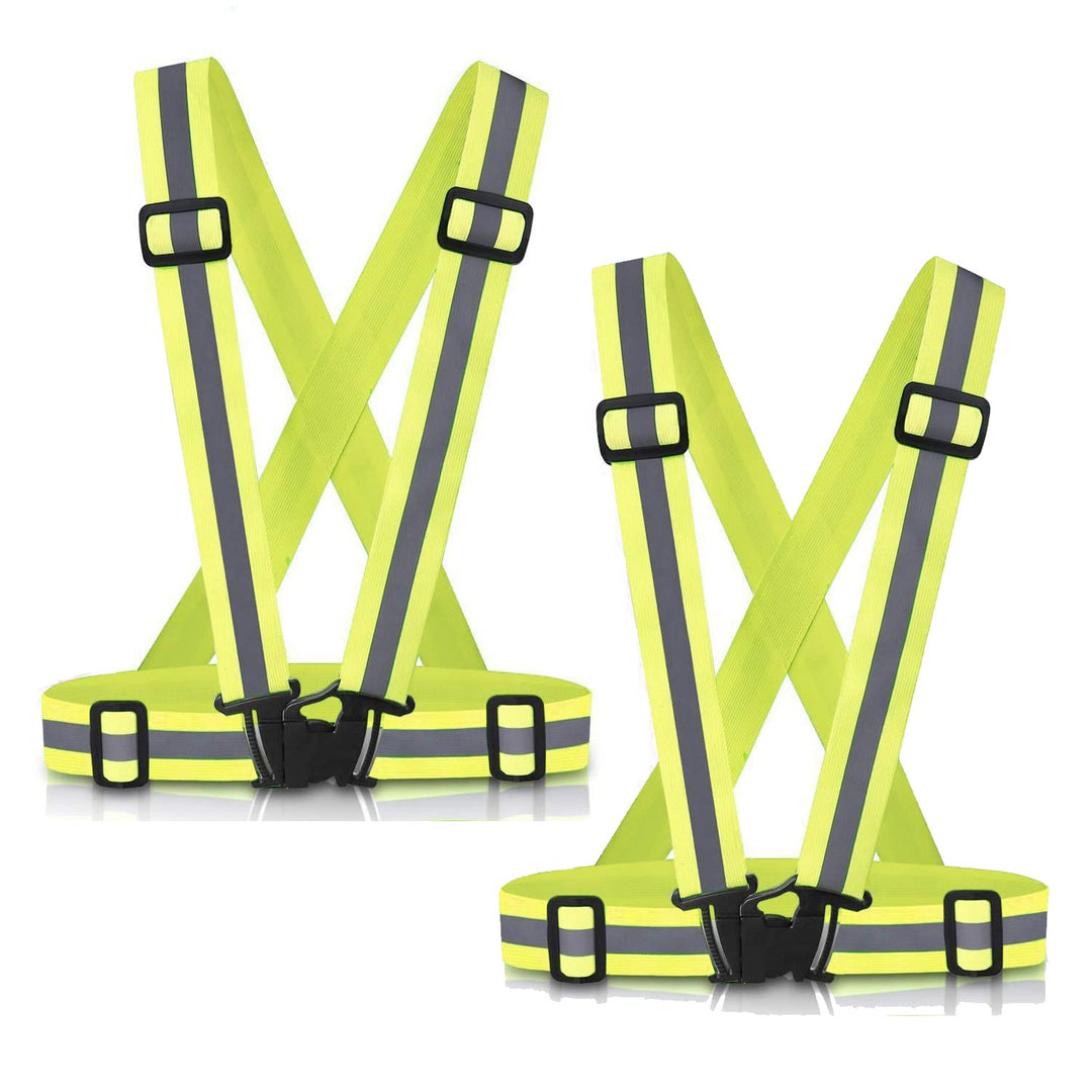 SAWNZC Reflective Vest Running Gear 2Pack, High Visible Reflective Gear for Nighttime Running Biking Motorcycle Dog Walking, Adjustable fits Men Women Kids
