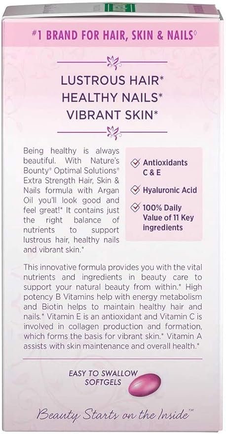 Nature's Bounty Optimal Solutions Hair Skin & Nails Extra Strength Softgels, 150 Count