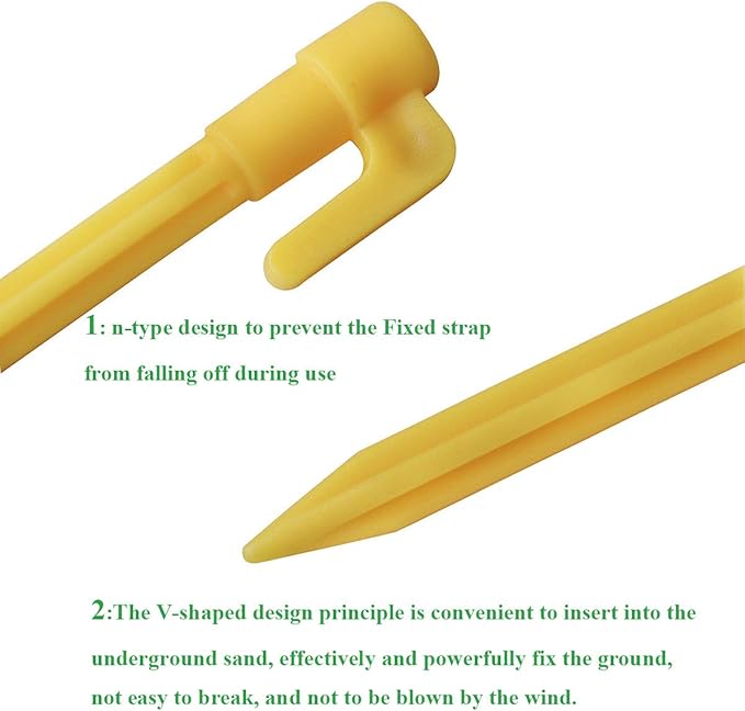 8pcs Outdoor Camping Tent Stakes Pegs Pins Trip Plastic Tent Nails Yellow Tent Accessories