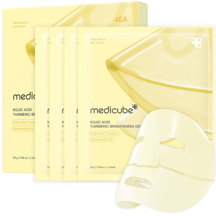 Kojic Acid & Turmeric Brightening Gel Mask | Overnight Hydrating Mask for Glass Skin | Korean Skincare, 28g x 4