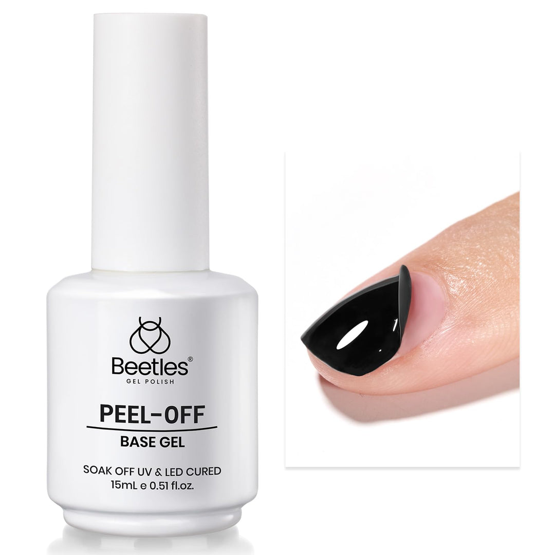 Beetles Peel Off Base Coat for Gel Nail Polish, 15ml Peel off Gel Base Coat Easy Removal, UV LED Lamp Peel off Nail Polish without Damage, Long Lasting Peelable Base for Beginners Weak Thin Nails