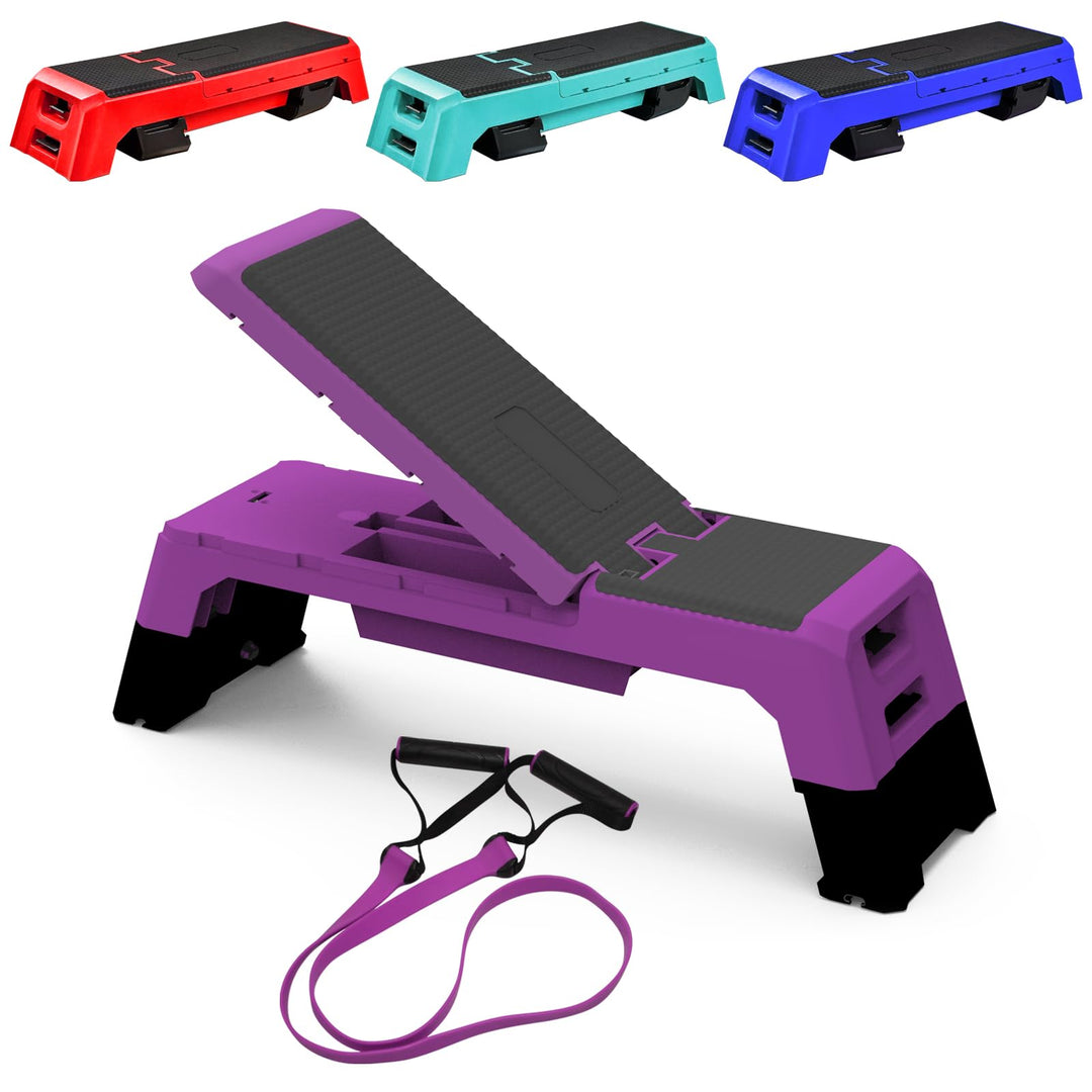 Modern-Depo Step Platform Cardio Exercise Equipment Workout Fitness Aerobic Deck Stepper with Resistance Bands Home Gym Adjustable Trainer Balance Board Dumbbell Bench