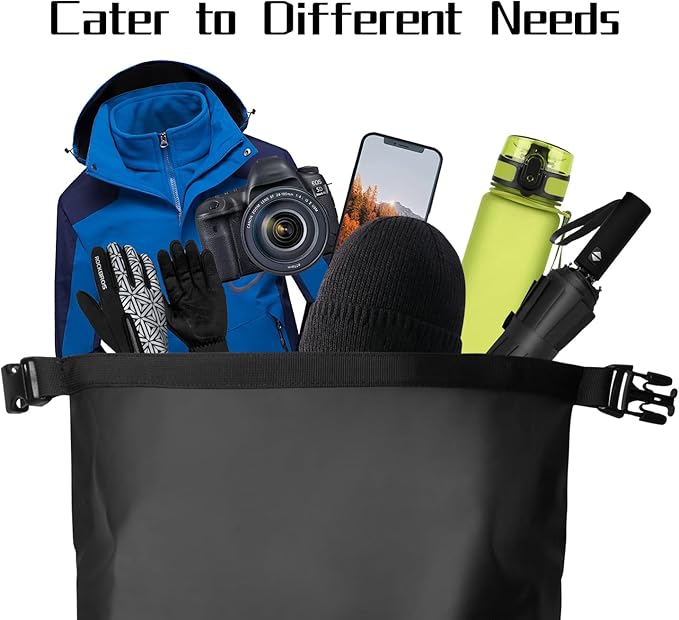 Waterproof Backpack for Men and Women - Roll-Top Floating Dry Bag Backpack for Kayaking, Rafting, Boating, Beach (Black)