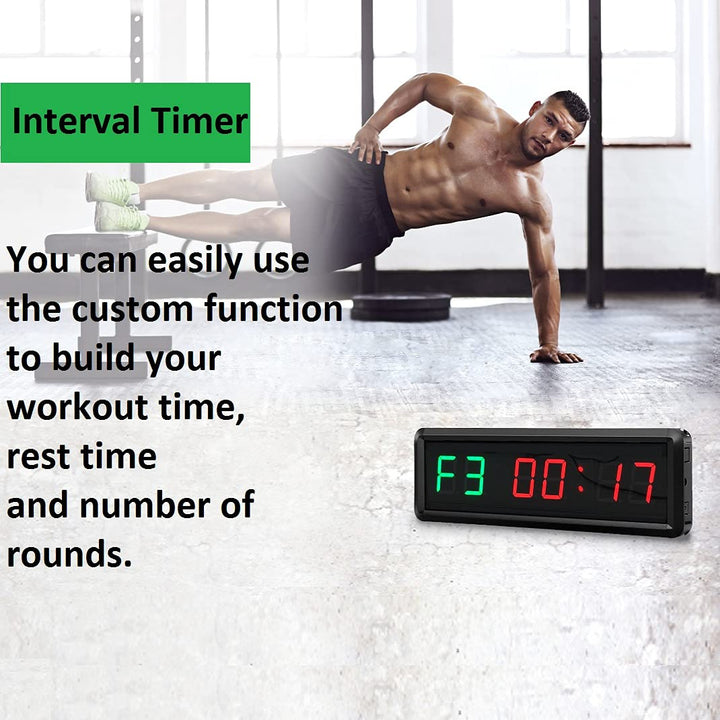 BTBSIGN LED Interval Timer Count Down/Up Clock Stopwatch with Remote for Home Gym Fitness Green