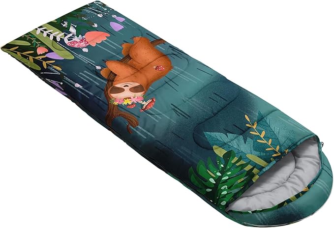 AILONEN Cartoon Fox Camping Sleeping Bag for Boys Girls Adults,Lightweight & Waterproof,3 Season Warm & Cold Weather,Portable,Kawaii Fox Printed Sleeping Bag,Traveling,Camping,Hiking