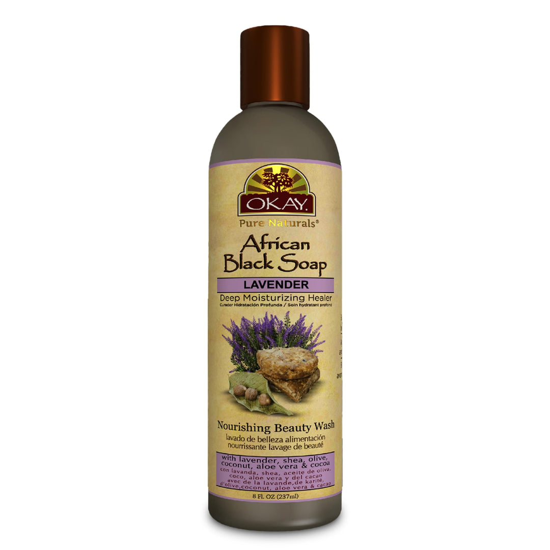 OKAY AFRICAN BLACK SOAP LIQUID with LAVENDER 8oz / 237ml