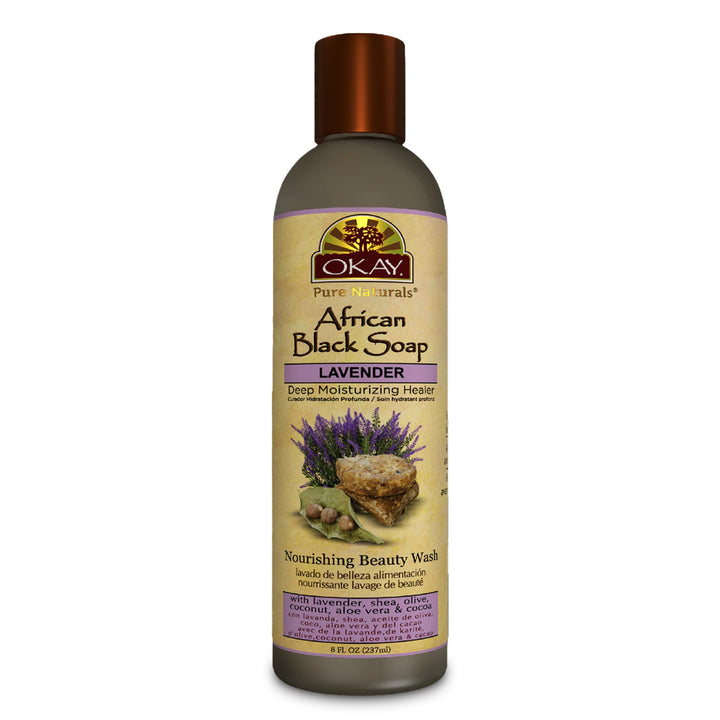 OKAY AFRICAN BLACK SOAP LIQUID with LAVENDER 8oz / 237ml
