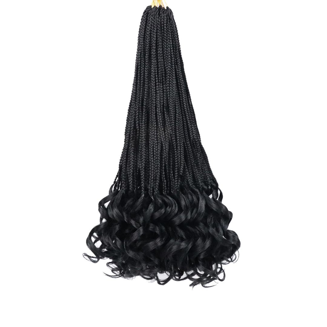 French Curl Braiding Hair Black 22Inch French Curl Crochet Braids with Curly Ends Curly Braiding Hair Crochet Hair Pre Looped Crochet Box Braids Bohemian Crochet Braids for Women(1B,7 Packs)