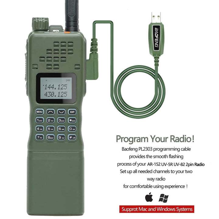 Baofeng AR-152 Military Grade 10 watt Ham Walkie Talkies for Adults,Long Range Rechargeable Tactical Radio with Green Speaker Mic and Tactical Antenna Full baofeng Accessories