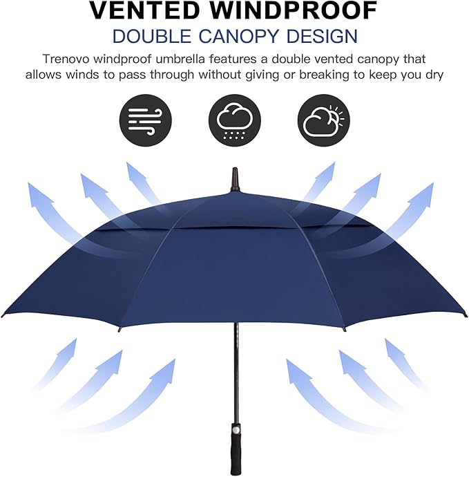 Auto Open Golf Umbrellas 62/68/72 Inch Extra Large Oversize for Business & Home, Ventilated Double Canopy Windproof Waterproof Stick Umbrella for Rain & strong wind