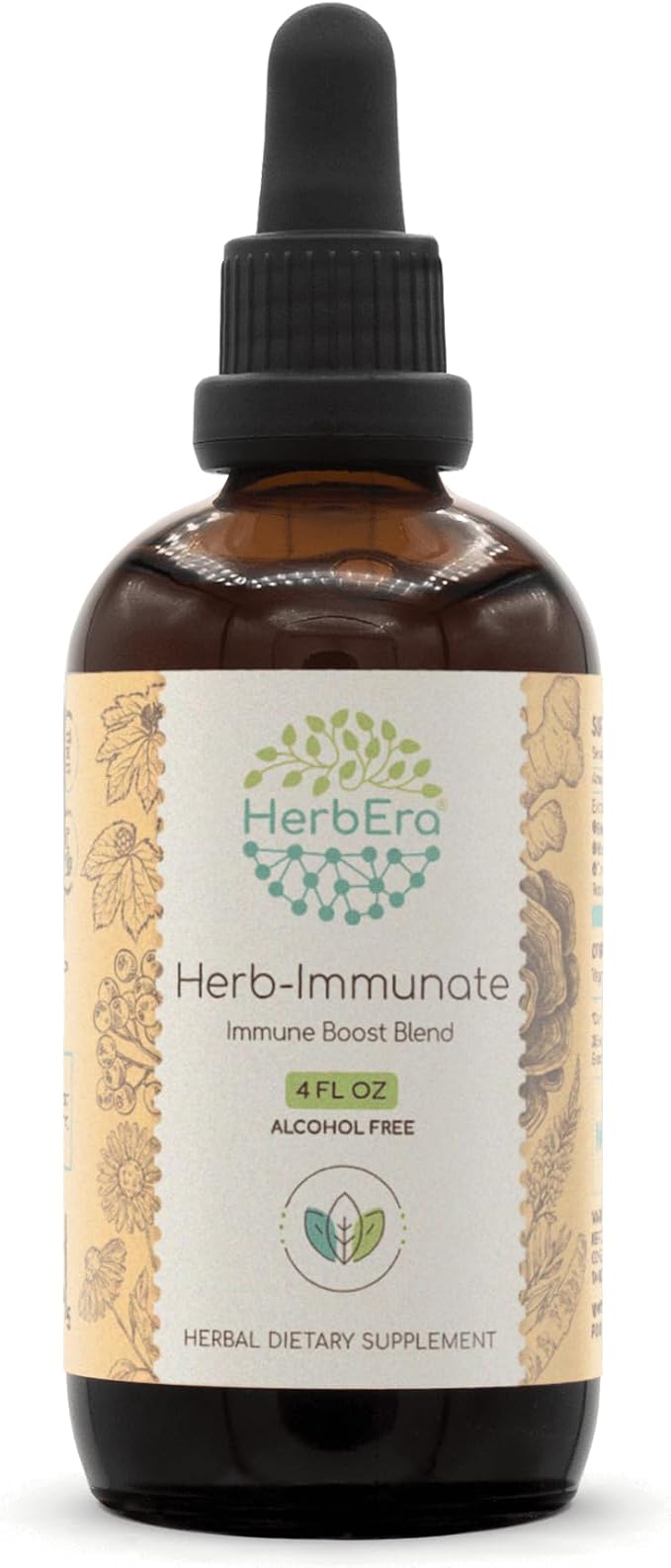 Herb-Immunate B120 Alcohol-Free Extract Tincture, Elderberry, Ginger Root, Horseradish, Goldenseal, Echinacea. Wildcrafted: Turkey Tail Mushroom, Astragalus, OSHA. Immune Boost Blend 4 Fl Oz