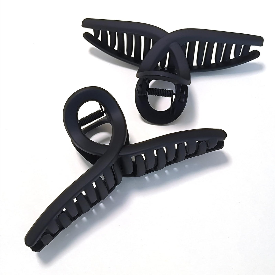 Nalodu 5 Inch Hair Claw Clips Extra Large No Slip Big Matte Jaw Butterfly Clip For Thin Fine Thick Hair Women, 2 Pack Black