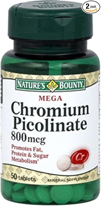 Nature's Bounty Mega Chromium Picolinate 800 mcg tablets 50 ea (Pack of 2)