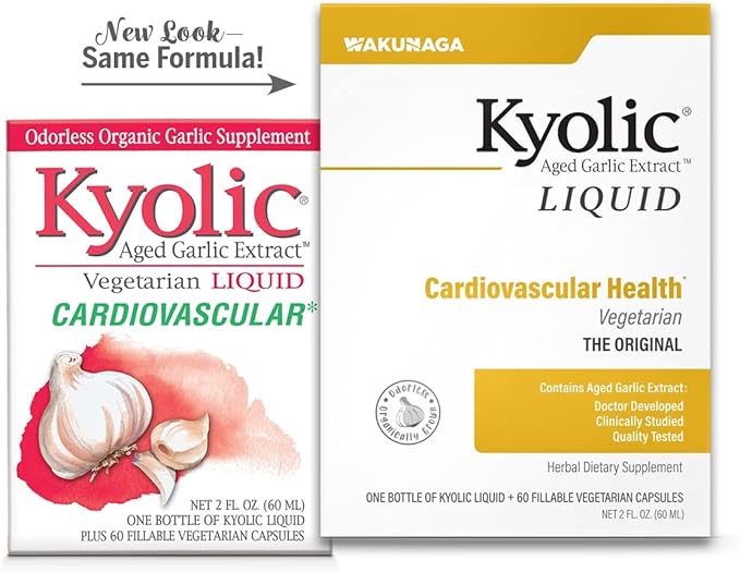 Kyolic Aged Garlic Extract Liquid Vegetarian Cardiovascular, 2 Ounce Bottle Plus 60 Refillable Capsules (Packaging May Vary)