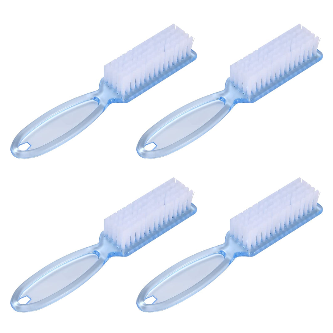 Yebeauty Nail Brush Fingernail Cleaner, 4 Pack Hand Scrub Cleaning Brush Plastic Hand Finger Toes Scrubbing Brush, Pedicure Nail Scrubber,Clear Blue
