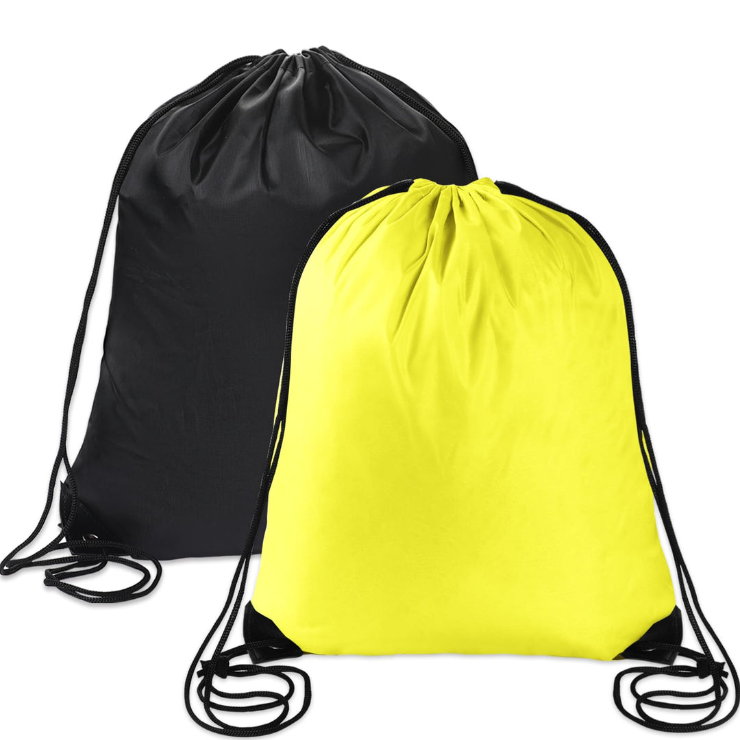 Sliverdew 2 Pcs Black Yellow Drawstring Backpack Bags Sports Cinch Sack String Bags Drawstring Gym Bag Draw String Backpack Bulk Swimming String Bags