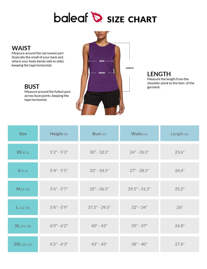 BALEAF Women's Sleeveless Workout Shirts Exercise Running Tank Tops Active Gym Tops Purple Size XS