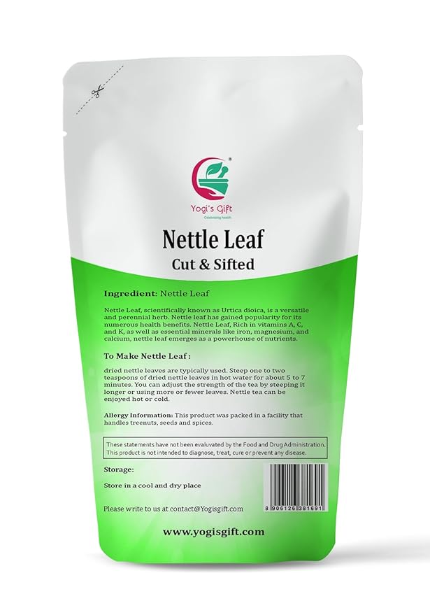 Nettle Leaves Dried 4 oz | Nettle Leaf Tea | Cut and Sifted | Stinging Nettle Herb Bulk | Non- Gmo, Ethically sourced | By Yogi's Gift®