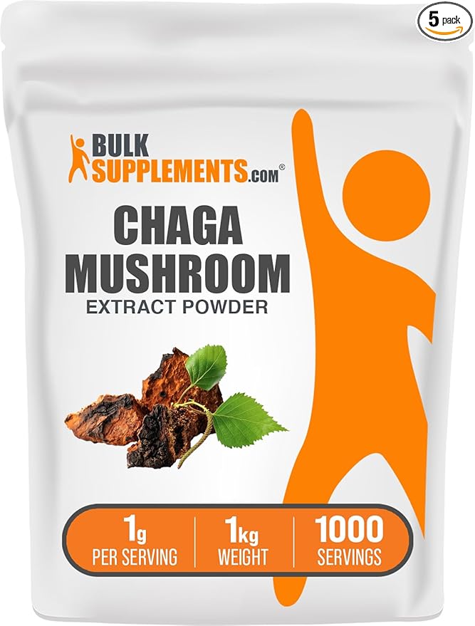 BulkSupplements.com Chaga Mushroom Extract Powder - Mushroom Supplement, from Chaga Mushrooms - 1000mg of Chaga Powder Extract per Serving, Gluten Free (5 Kilograms - 11 lbs)