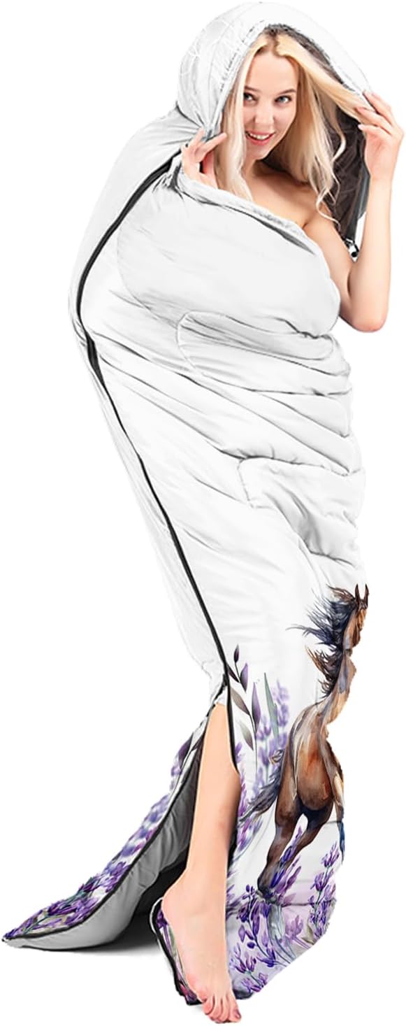 AILONEN Cartoon Fox Camping Sleeping Bag for Boys Girls Adults,Lightweight & Waterproof,3 Season Warm & Cold Weather,Portable,Kawaii Fox Printed Sleeping Bag,Traveling,Camping,Hiking