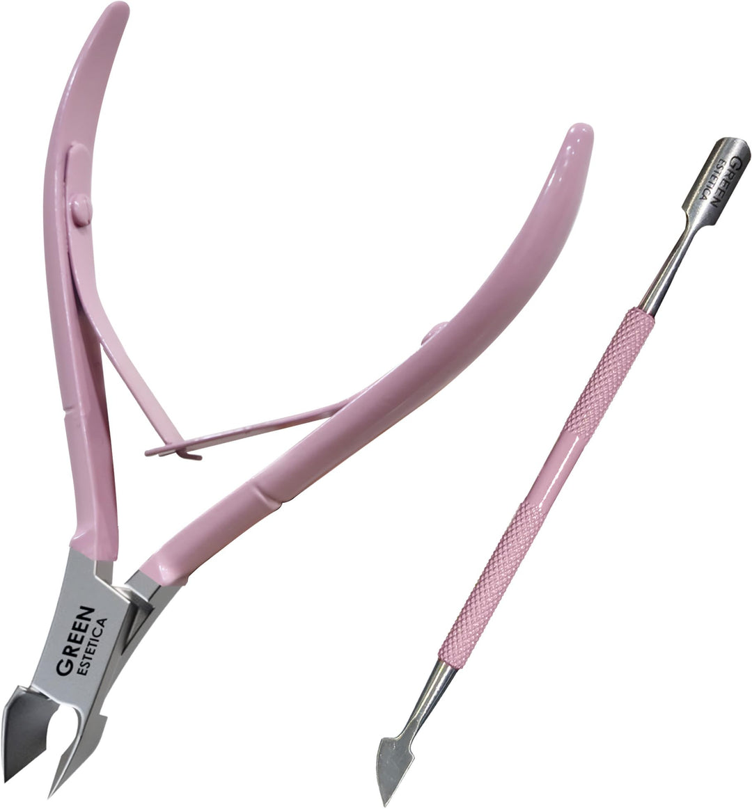 Cuticle Trimmer with Cuticle Pusher Professional Stainless Steel Cuticle Cutter Sharp Blades Double Spring Cuticle Nippers for Nail Care Pedicure Manicure Nail Tools for Home Spa (Rose)