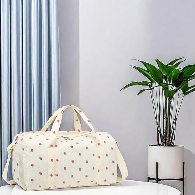 Gym Bag Sports Duffle Bag with Wet Pocket Weekender Overnight Bag with Waterproof Shoe Pouch and Air Hole for Girls Kids Women Travel Foldable Bag