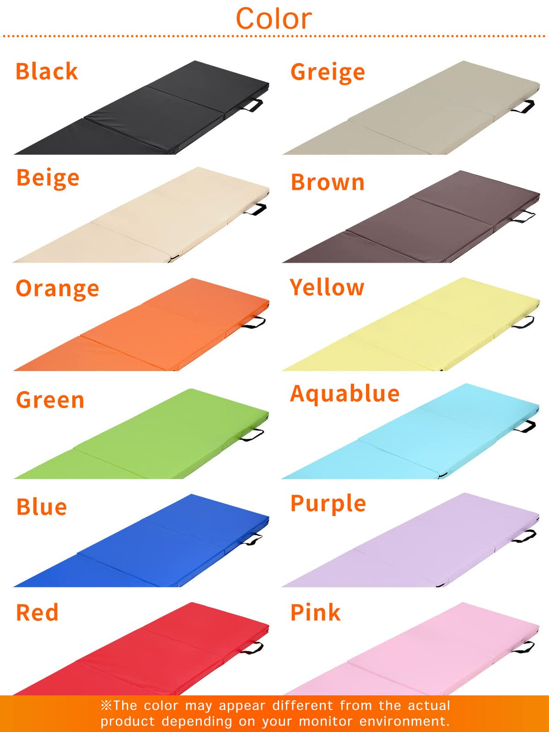 KaRaDaStyle Gymnastics Mat Folding Stretch Mats 71"x24"x2" Exercise Muscle Training Children Play Horizontal Bar Mat Yoga Sports Soundproof Home Use (AquaBlue)