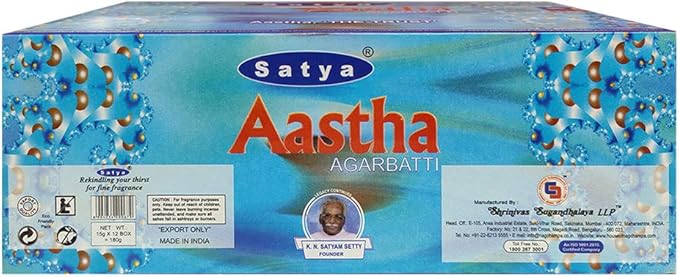 Aastha Incense Sticks and Incense Stick Holder Bundle Insence Insense Satya Incense