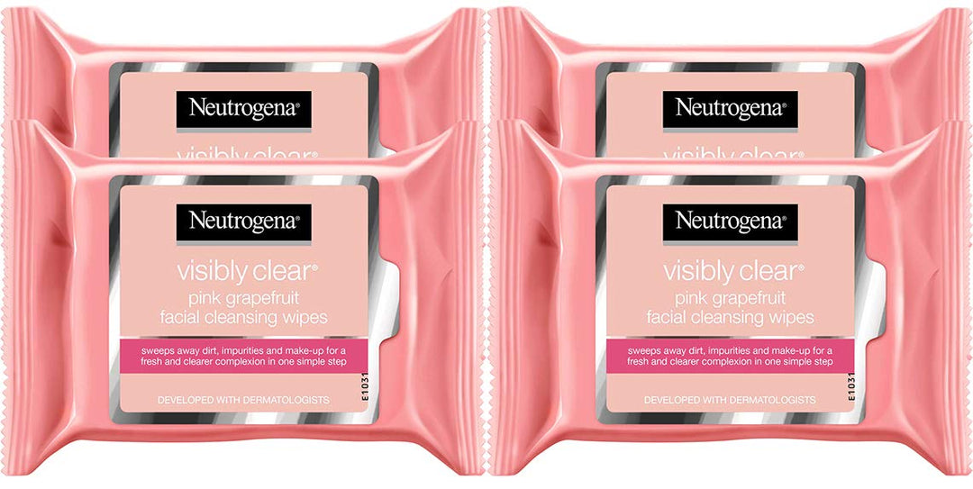 Neutrogena Visibly Clear Pink Grapefruit Cleansing Wipes (Quantity of 4)