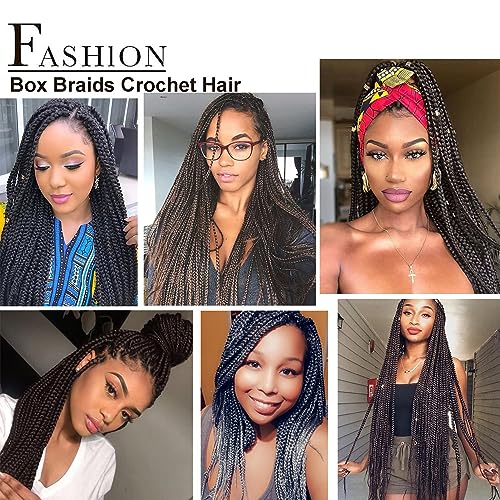7 Packs Goddess Box Braids Crochet Hair 18 Inch Prelooped Crochet Box Braids Crochet Hair for Black Women Braiding Hair (18 Inch 7 Packs, #1B)