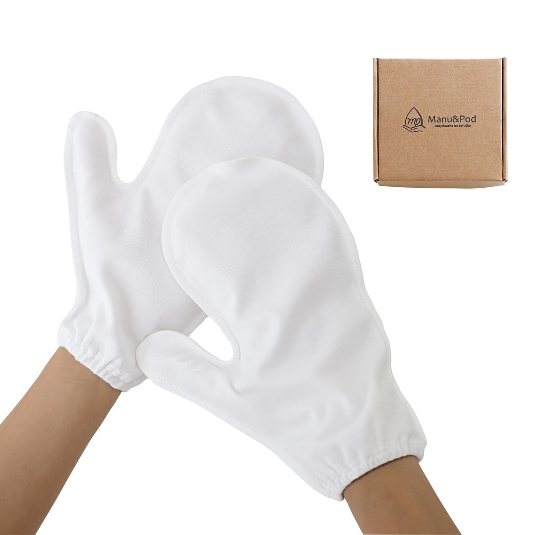 Manu&Pod Medium 3 Pairs 100% Organic Cotton Moisturizing Gloves for Dry Hands, Eczema, Psoriasis l Overnight Cream for Women & Men l Wristband, White